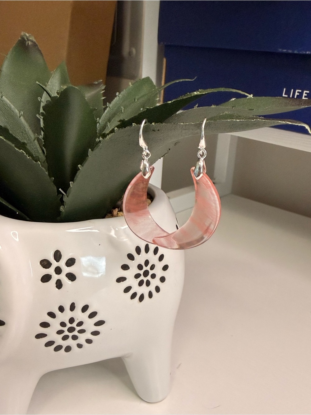 Hand Crafter Volcano Cherry Quartz Crystal 925  Silver 🌙 Drop Earrings
